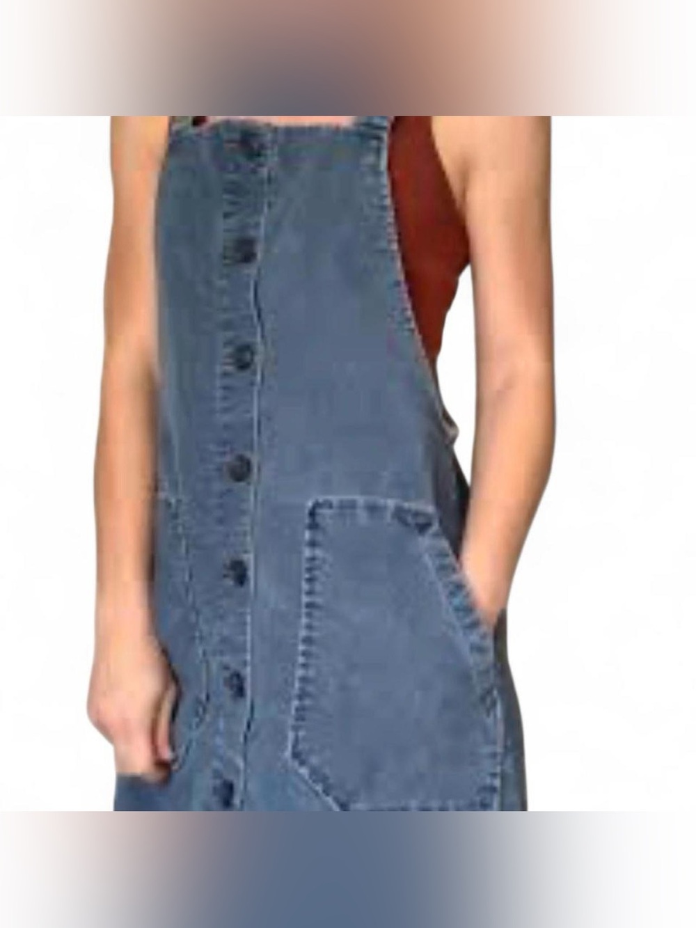 American Eagle Light Blue Denim Pinafore Dress